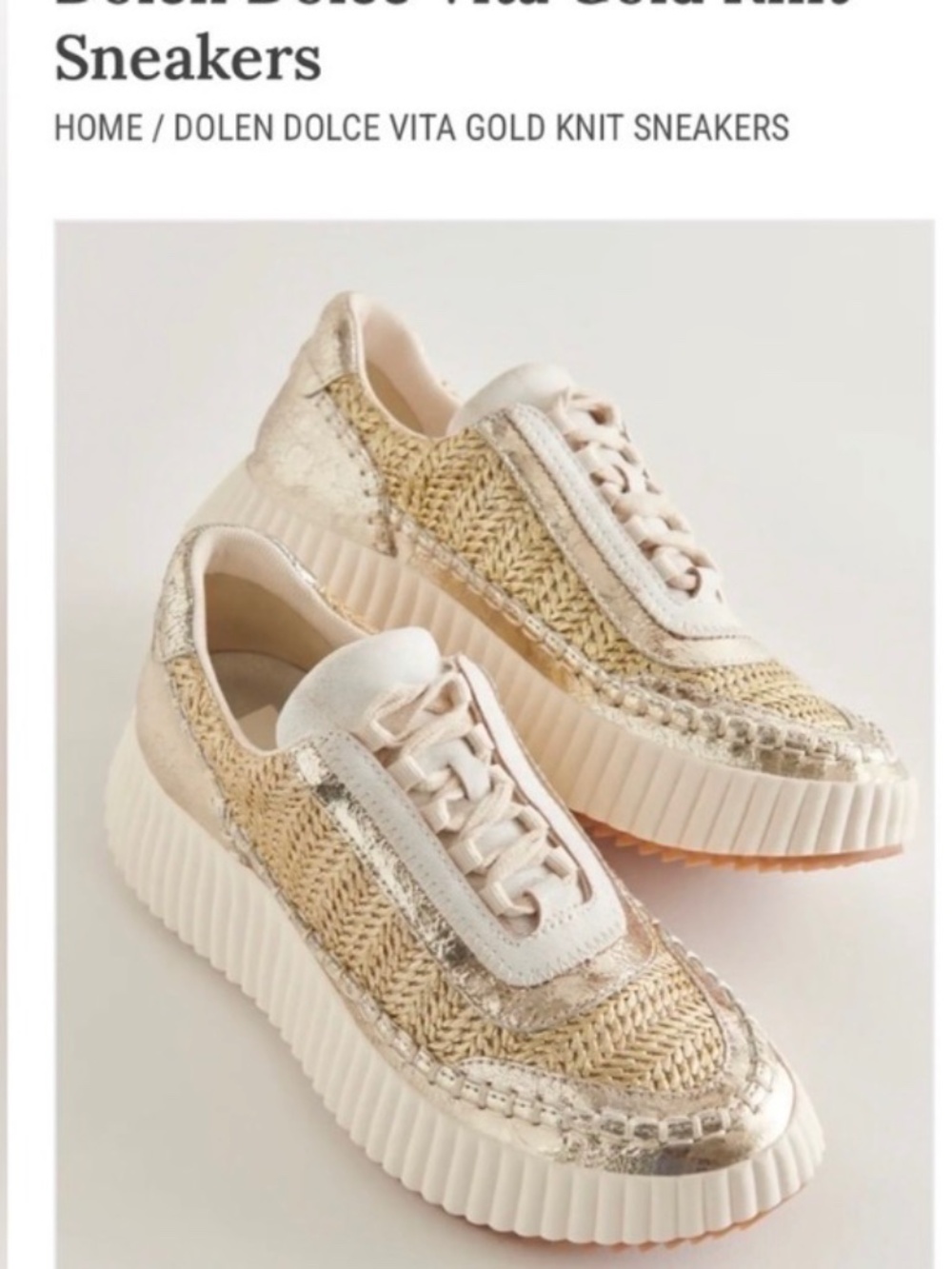 Dolce Vita Dolen Gold Knit Sneaker